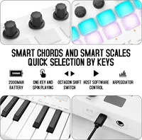 Mini Controlador MIDI USB de 2 Canales M-VAVE SMK-25 II con Teclado de 25 Teclas, 16 Pads de Batería RGB, Perillas y Software de Música Incluido 8-Pads
