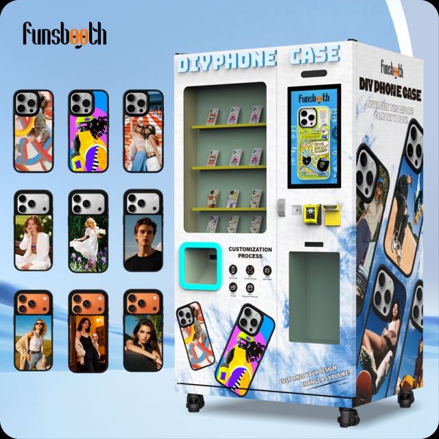 Funsbooth 2025 Popular Commercial DIY Customized Design Phone Case Fully Automatic Self Service Fast Printing Vending Machine