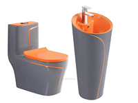 Cuvette de toilette de luxe en or noir d'une seule pièce Combo Water Closet Sanitaires Ensemble d'évier de toilette en céramique Salle de bains WC