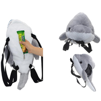 Nouveau Sac à Dos en Peluche Créatif V448 Motif Dauphin Marin avec Sangle Réglable, Sac de Voyage Mignon en Peluche pour Enfants, Adolescents, Garçons et Filles