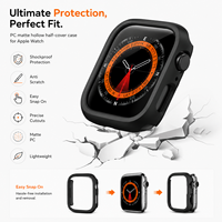 Casing Pelindung Ringan Anti Benturan Setengah Terbuka Matte PC untuk Apple Watch 10 9 8 7 SE Smart Watch