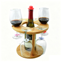Support à Verres à Vin en Gros en Bambou/Bois, Présentoir à Verres à Vin en Bambou, Organisateur de Rangement pour Bouteilles et Verres à Vin