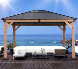 ABCCANOPY 11x13 Gazebo en <span class=keywords><strong>bois</strong></span> massif avec toit en cèdre, pavillon de jardin <span class=keywords><strong>extérieur</strong></span>, gazebo pergola, <span class=keywords><strong>auvent</strong></span> - Product Image 4
