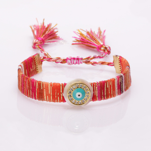 Pulsera Boho <span class=keywords><strong>de</strong></span> <span class=keywords><strong>Ojo</strong></span> Turco Hecha a Mano, <span class=keywords><strong>de</strong></span> Cuerda Trenzada Colorida, Ajustable, con Dije Chapado en Oro <span class=keywords><strong>de</strong></span> 18K, Joyería <span class=keywords><strong>de</strong></span> Protección y Buena Suerte, Regalo - Product Image 2
