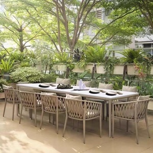 New Style Modern Outdoor Bistro Dining Set French Italy Style Aluminium Wicker <strong>Coffee</strong> <strong>Table</strong> Chair Hotels <strong>Gardens</strong> - Product Image 5