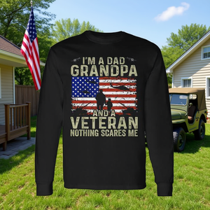 Maglietta a maniche lunghe per nonno veterano, design patriottico per la festa del papà - Product Image 3