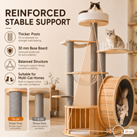 Arbre à chat personnalisé avec roue d'exercice, mobilier multifonctionnel pour chat avec poteaux à gratter, plateformes et condo OEM ODM