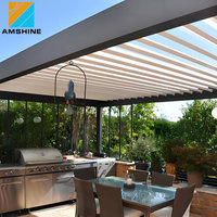 Güneşlikli Pergola Bahçe Kemerleri Çardaklar Açık Hava Mutfağı Alüminyum Metal Pergolalar Cam Kapılı ve Açılır Panjurlu