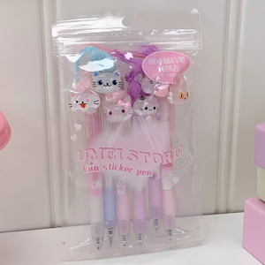 <span class=keywords><strong>Crayon</strong></span> mécanique à action par pression avec motif de <span class=keywords><strong>chat</strong></span> mignon, breloque <span class=keywords><strong>chat</strong></span> en résine duveteuse et grip en silicone souple pour l'école et le bureau - Product Image 6