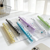 Organiseur de planification A5 à 6 anneaux en PVC souple transparent avec paillettes, personnalisable avec impression UV, pour l'école et le bureau