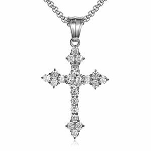 yunnique Cross Pendant Necklace Stainless Steel With Zircon Inlay Unisex Gift Jewelry Geometric Design Pave Setting QF999 - Product Image 5