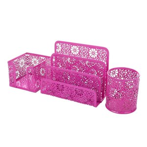Wideny Oficina de metal de alambre caliente-venta de la escuela y la casa de malla de hierro niños <span class=keywords><strong>mesa</strong></span> de escritorio 3 artículos organizador conjunto de papelería - Product Image 5