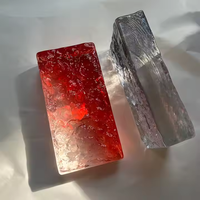 Brique de verre à motif cristal de glace à changement de couleur progressif 200*100*50, très vendue, pour la décoration de murs rideaux