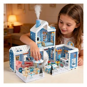 Creative Assembly <b>Plastic</b> <b>Kitchen</b> House Kit with Miniature Furniture Accessories Dollhouse Gift for Girls Kids Family Play - Product Image 5