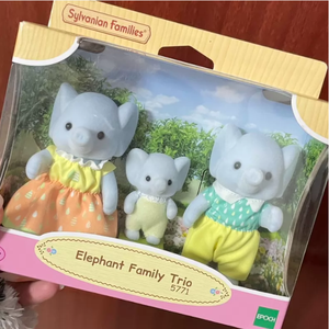 Jouet de jeu de rôle pour enfants : Figurine animal floqué en boîte mystère, Trio de famille d'éléphants <span class=keywords><strong>Sylvanian</strong></span>, Cadeau - Product Image 4