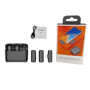 Microfono Lavalier intelligente con cancellazione del rumore 2 in1 con custodia batteria microfoni <span class=keywords><strong>Wireless</strong></span> Clip-on per Smart Phone Live Vlog - Product Image 1