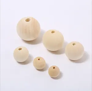 16毫米18毫米20毫米天然光滑木制圆形宽松珠子装饰材料玩具首饰制作用品批发