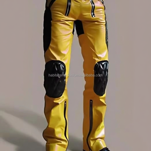 Pantalon en cuir jaune original pour hommes en peau de mouton imperméable et respirant - Product Image 1