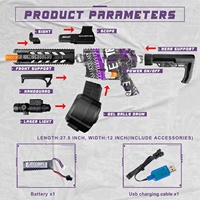 Blaster électrique à billes de gel M4 à grande vitesse de 72cm, portée de plus de 65 pieds, éclaboussures automatiques rechargeables