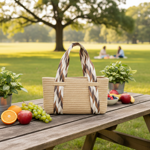 Bolsa de Playa Portátil de Cuerda de Algodón Tejida a Mano, Venta al Por Mayor de Fábrica Yiyou, para Vacaciones de Verano, Cesta de Almacenamiento para Pañales de Bebé - Product Image 1