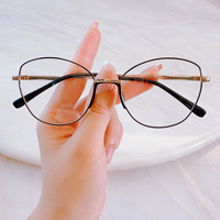 Gafas de Moda para Mujer al por Mayor, Monturas Ópticas Metálicas con Diseño de Ojo de Gato, Anti Luz Azul, Disponibles en Stock