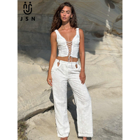 JSN 2026 Ensemble bikini 2 pièces personnalisé, haut court à lacets et découpes, taille haute, avec pantalon, fabrication en usine, vente en gros, maillot de bain