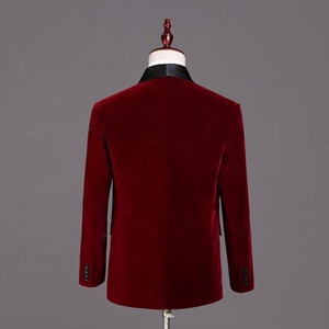 <span class=keywords><strong>Smoking</strong></span> <span class=keywords><strong>Homme</strong></span> Luxueux à Un Bouton Coupe Ajustée 2 Pièces en Velours pour Soirée et Dîner Respirant et Élégant - Product Image 4