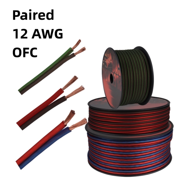 JLD AUDIO Full US Standards Twist Paired 12 Gauge Car Audio Speaker Wire OFC Copper Strands 12AWG Cable 300FT Flexible Matte PVC