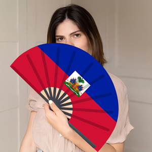 Abanicos Plegables de Bambú con la Bandera de Haití al por Mayor, Abanico de Mano para Carnaval, Boda, Festival, Fiesta, Agencia de Viajes - Product Image 5