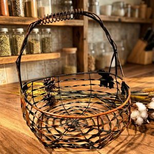 Handmade Rustic Iron <b>Wire</b> <b>Basket</b> Round <b>Storage</b> Organizer Single Tier Metal <b>Basket</b> for Living Room Neatening - Product Image 4