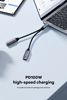 Adaptador YZNRR 2 en 1 de Tipo-C a USB-A, Carga Rápida PD 100W, Conector OTG de Audio, Cargador de Auriculares USB C, DC para Teléfono