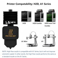 YouQi printer 3D Mini peningkatan, 0.4mm semua logam terintegrasi aliran tinggi untuk Bambu Lab H2D/A1/AI