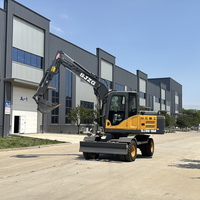 Mini-excavatrice sur roues 8t 9t 12t avec PLC et moteur à engrenages, mini-benne de 0,28 m, système hydraulique haute puissance à vendre