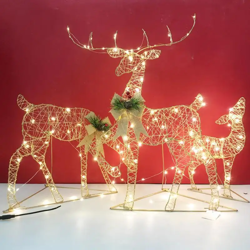 winter window decoration wrought iron Christmas elk ornaments Christmas decoration Christmas deer pull cart
