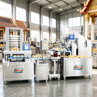 Ligne de production automatique de pains fourrés commerciaux en acier inoxydable 304 avec contrôle PLC et économie d'énergie pour la fabrication de pains à burger garnis