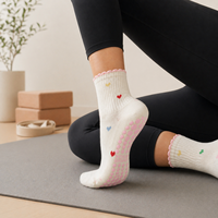 Chaussettes de Pilates pour femmes, chaussettes à double grip personnalisées pour la remise en forme en salle, la danse classique, le yoga antidérapant, chaussettes de Pilates en coton