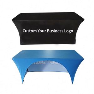Rectangular 6 8 Ft Stretch Black <b>Table</b> <b>Cloth</b> Printed Business Logo Custom Square Fitted Advertising Display <b>Table</b> <b>Cloth</b> - Product Image 1