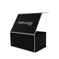Boîte-cadeau en carton noir écologique personnalisé fermeture magnétique pliable logo de marque pour les produits en papier doublure en éponge gaufrée