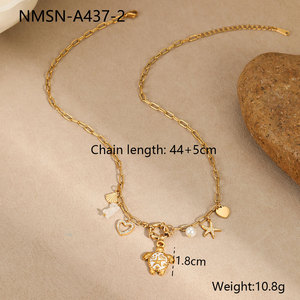 สร้อยคอจี้แฟชั่นฮาวายฤดูร้อน สร้อยคอเหล็กกล้าไร้สนิม 316L เครื่องประดับชุบทอง 14k 18k PVD ลายเต่าทะเลสำหรับผู้หญิง - Product Image 4