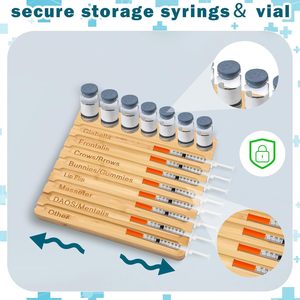 Plateau à seringues en bambou avec 8 emplacements, porte-bouteilles en bambou, boîte de rangement pour esthéticiennes, infirmières et fournitures médicales. - Product Image 2