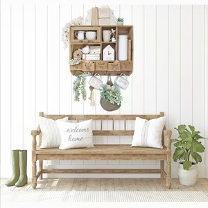 Armario de pared de madera maciza estilo nórdico con cajones y ganchos, almacenamiento de cocina, tipo montado en la pared, diseño multifuncional - Product Image 2