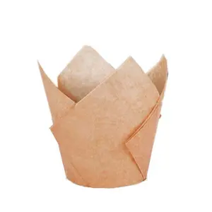 Natural brown Tulip cupcake liner paper disposable cake baking cups flower paper muffin cup cupcake wrappers