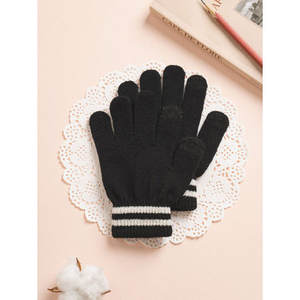 Guantes acrílicos negros para niños Guantes adecuados para esquí de moda - Product Image 1