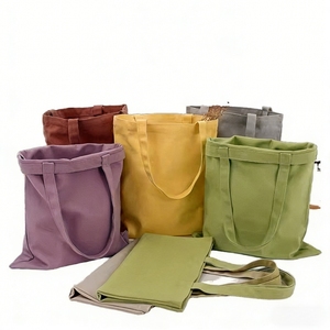 Sacs fourre-tout en toile de coton personnalisés avec logo, taille moyenne, poignée épaule, marque LUOYI, vente en gros - Product Image 1