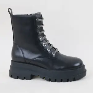 Herbst Winter Chelsea Stiefel Damen Schuhe Plattform Schwarze Leder becher Knöchel Short Chunky Punk Ankle Boots