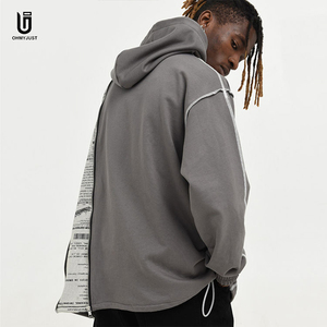 Personalizado cremallera diseñador Oversize gris 100% Terry francés cordón pulóver Hip Hop hombres sudaderas con capucha <span class=keywords><strong>sin</strong></span> costilla - Product Image 3
