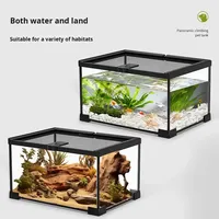 Terrarium en verre pour reptiles, vivarium, boîte d'élevage avec verre ultra-transparent pour crabe ermite, gecko, lézard, serpent, tortue