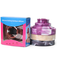 Diffuseur de Sèche-Cheveux Professionnel Pliable, Buse Portable en Silicone Résistant à la Haute Température pour Salons