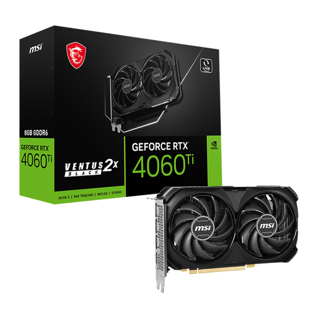 Used MS'I GeForce RTX 4060 Ti VENTUS 2X BLACK 8G Graphics Card With 8GB GDDR6 128-bit Memory Support OverClock