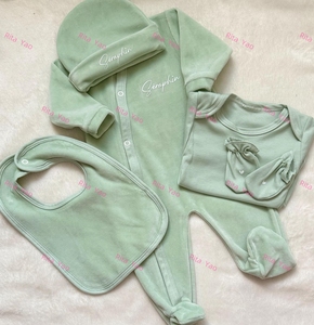 vintage <strong>baby</strong> <strong>winter</strong> velvet <strong>clothes</strong> Newborn <strong>Baby</strong> white velour footie Hat Bib Gloves set newborn <strong>baby</strong> coming home outfit 2025 - Product Image 5